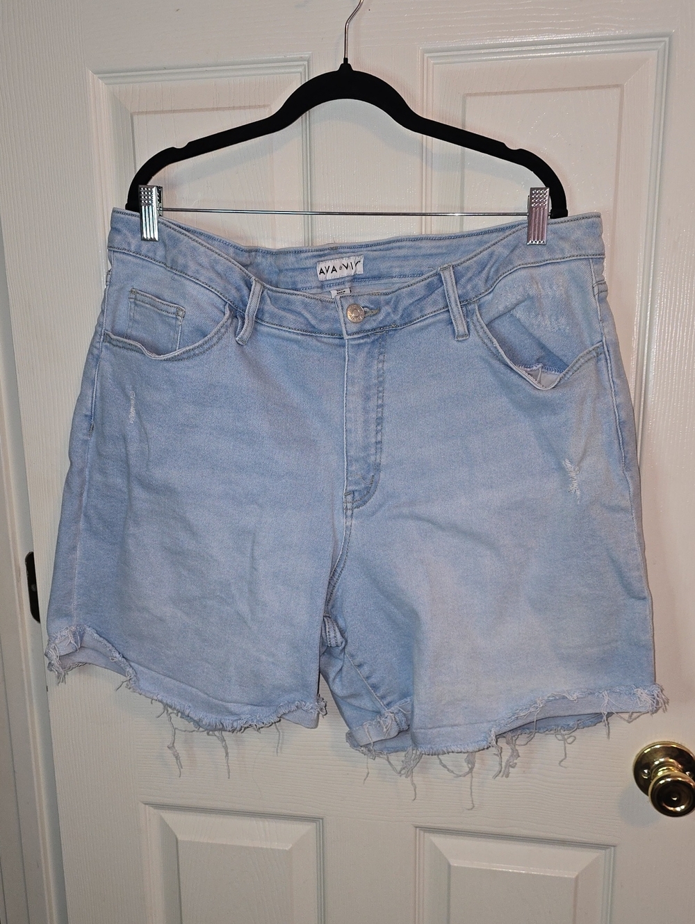 Ava & Viv Pale Blue Frayed Hem Denim Shorts